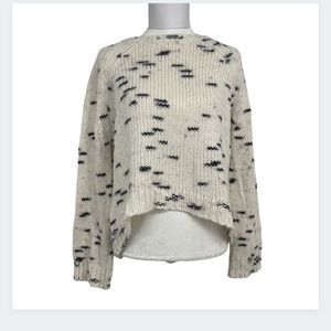 De Rigueur White & Black Speckled Hi-Lo Sweater